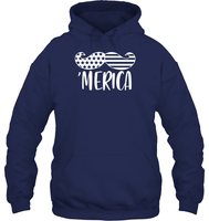 Merica Flag Mustache 4th Of July Shirt Unisex Heavyweight Pullover Hoodie