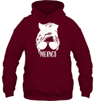 Merica Mom Bun 4th Of July Shirt Unisex Heavyweight Pullover Hoodie