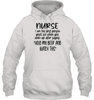Nurse Hold My Beer Nurse Shirt Unisex Heavyweight Pullover Hoodie