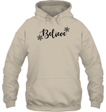 Believe in Magic: Festive 'Believe' Christmas Shirt Unisex Heavyweight Pullover Hoodie