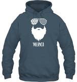Merica Beard 4th Of July Shirt Unisex Heavyweight Pullover Hoodie