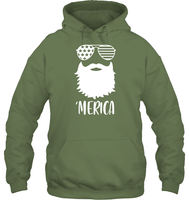 Merica Beard 4th Of July Shirt Unisex Heavyweight Pullover Hoodie