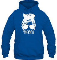 Merica Mom Bun 4th Of July Shirt Unisex Heavyweight Pullover Hoodie