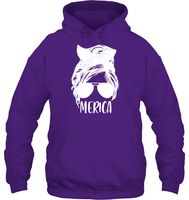Merica Mom Bun 4th Of July Shirt Unisex Heavyweight Pullover Hoodie