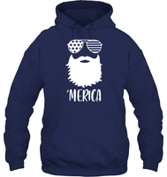 Merica Beard 4th Of July Shirt Unisex Heavyweight Pullover Hoodie