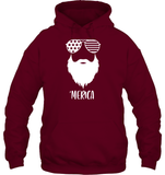 Merica Beard 4th Of July Shirt Unisex Heavyweight Pullover Hoodie