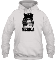 Merica Mom Bun 4th Of July Shirt Unisex Heavyweight Pullover Hoodie