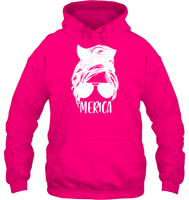 Merica Mom Bun 4th Of July Shirt Unisex Heavyweight Pullover Hoodie