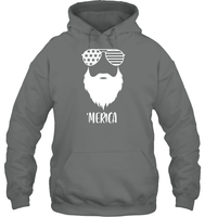 Merica Beard 4th Of July Shirt Unisex Heavyweight Pullover Hoodie