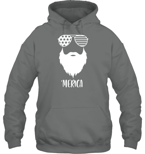 Merica Beard 4th Of July Shirt Unisex Heavyweight Pullover Hoodie