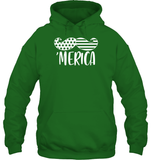 Merica Flag Mustache 4th Of July Shirt Unisex Heavyweight Pullover Hoodie