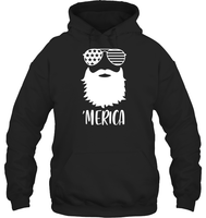 Merica Beard 4th Of July Shirt Unisex Heavyweight Pullover Hoodie