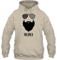 Merica Beard 4th Of July Shirt Unisex Heavyweight Pullover Hoodie