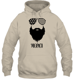 Merica Beard 4th Of July Shirt Unisex Heavyweight Pullover Hoodie