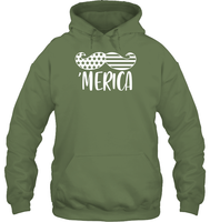 Merica Flag Mustache 4th Of July Shirt Unisex Heavyweight Pullover Hoodie