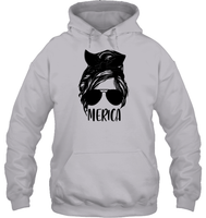 Merica Mom Bun 4th Of July Shirt Unisex Heavyweight Pullover Hoodie