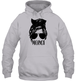 Merica Mom Bun 4th Of July Shirt Unisex Heavyweight Pullover Hoodie