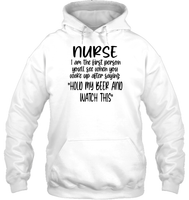 Nurse Hold My Beer Nurse Shirt Unisex Heavyweight Pullover Hoodie