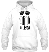 Merica Flag Beard 4th Of July Shirt Unisex Heavyweight Pullover Hoodie