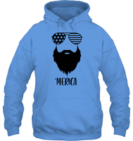 Merica Beard 4th Of July Shirt Unisex Heavyweight Pullover Hoodie