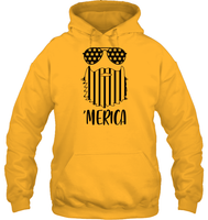 Merica Flag Beard 4th Of July Shirt Unisex Heavyweight Pullover Hoodie