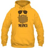 Merica Flag Beard 4th Of July Shirt Unisex Heavyweight Pullover Hoodie