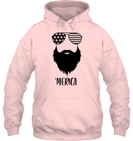Merica Beard 4th Of July Shirt Unisex Heavyweight Pullover Hoodie