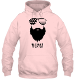 Merica Beard 4th Of July Shirt Unisex Heavyweight Pullover Hoodie