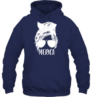 Merica Mom Bun 4th Of July Shirt Unisex Heavyweight Pullover Hoodie