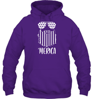Merica Flag Beard 4th Of July Shirt Unisex Heavyweight Pullover Hoodie