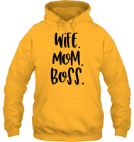 Wife Mom Boss Family Shirt Unisex Heavyweight Pullover Hoodie