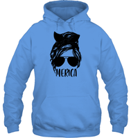 Merica Mom Bun 4th Of July Shirt Unisex Heavyweight Pullover Hoodie