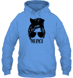 Merica Mom Bun 4th Of July Shirt Unisex Heavyweight Pullover Hoodie