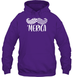 Merica Flag Mustache 4th Of July Shirt Unisex Heavyweight Pullover Hoodie