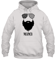 Merica Beard 4th Of July Shirt Unisex Heavyweight Pullover Hoodie
