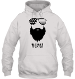 Merica Beard 4th Of July Shirt Unisex Heavyweight Pullover Hoodie
