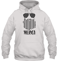 Merica Flag Beard 4th Of July Shirt Unisex Heavyweight Pullover Hoodie