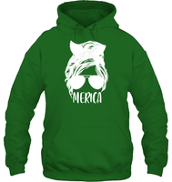 Merica Mom Bun 4th Of July Shirt Unisex Heavyweight Pullover Hoodie