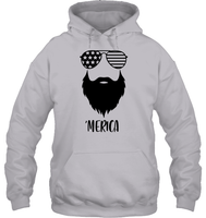 Merica Beard 4th Of July Shirt Unisex Heavyweight Pullover Hoodie