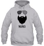Merica Beard 4th Of July Shirt Unisex Heavyweight Pullover Hoodie