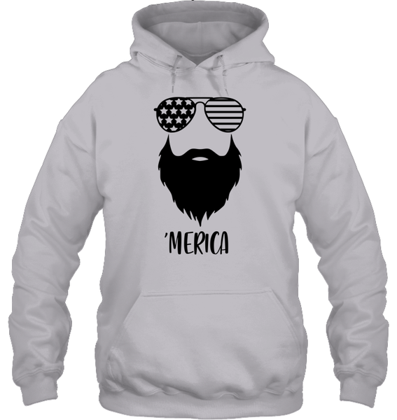 Merica Beard 4th Of July Shirt Unisex Heavyweight Pullover Hoodie