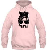 Merica Mom Bun 4th Of July Shirt Unisex Heavyweight Pullover Hoodie