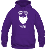 Merica Beard 4th Of July Shirt Unisex Heavyweight Pullover Hoodie