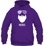 Merica Beard 4th Of July Shirt Unisex Heavyweight Pullover Hoodie