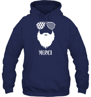Merica Beard 4th Of July Shirt Unisex Heavyweight Pullover Hoodie