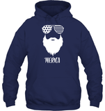 Merica Beard 4th Of July Shirt Unisex Heavyweight Pullover Hoodie