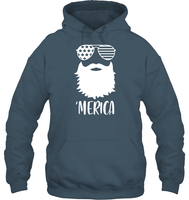Merica Beard 4th Of July Shirt Unisex Heavyweight Pullover Hoodie
