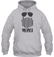 Merica Flag Beard 4th Of July Shirt Unisex Heavyweight Pullover Hoodie