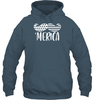 Merica Flag Mustache 4th Of July Shirt Unisex Heavyweight Pullover Hoodie