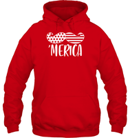 Merica Flag Mustache 4th Of July Shirt Unisex Heavyweight Pullover Hoodie